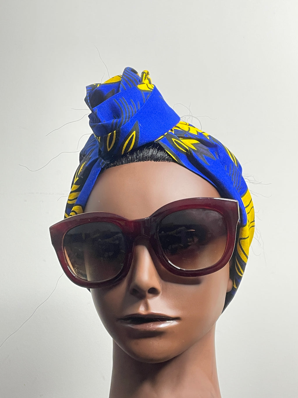 Blue and Yellow Satin Lined Head wrap